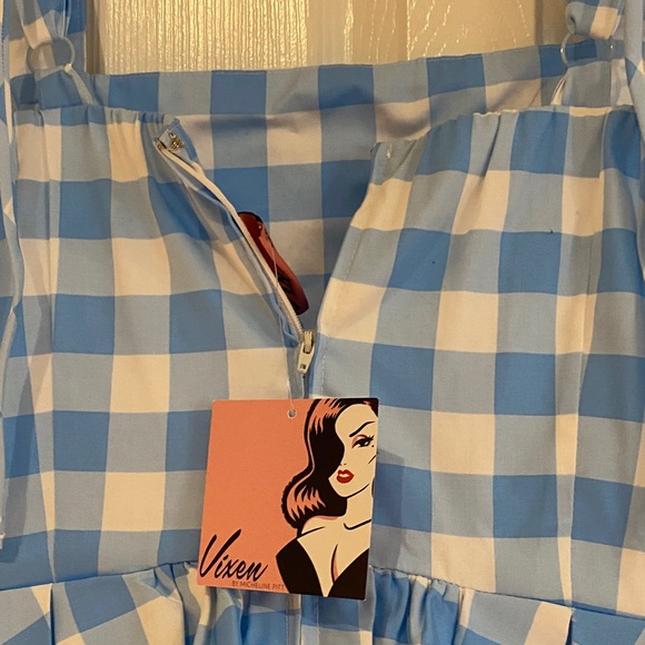 Dream-House Dress in Blue Gingham Vixen by Micheline Pitt - Picture 6 of 7